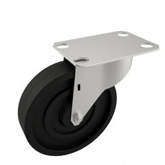 E.R. Wagner - 5" Diam x 1-1/4" Wide x 5-5/8" OAH Top Plate Mount Swivel Caster with Brake - Polyolefin, 280 Lb Capacity, Plain Bearing, 2-3/4 x 3-3/4" Plate - Exact Tooling