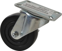E.R. Wagner - 4" Diam x 1-3/8" Wide x 5-1/16" OAH Top Plate Mount Swivel Caster with Brake - Polyolefin, 300 Lb Capacity, Plain Bearing, 3-1/8 x 4-1/8" Plate - Exact Tooling