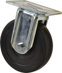 E.R. Wagner - 5" Diam x 1-3/8" Wide x 6-1/16" OAH Top Plate Mount Rigid Caster - Soft Rubber, 240 Lb Capacity, Delrin Bearing, 3-1/8 x 4-1/8" Plate - Exact Tooling