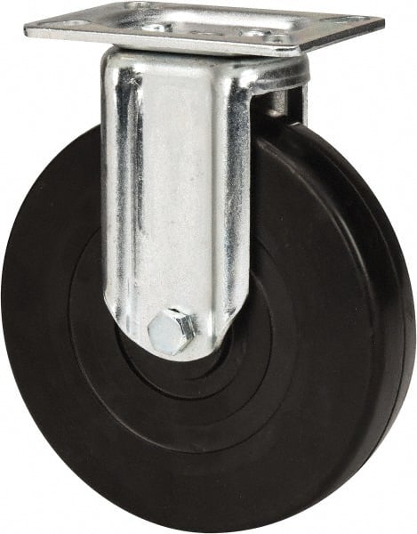 E.R. Wagner - 6" Diam x 1-3/8" Wide x 7-1/16" OAH Top Plate Mount Rigid Caster - Soft Rubber, 280 Lb Capacity, Delrin Bearing, 3-1/8 x 4-1/8" Plate - Exact Tooling