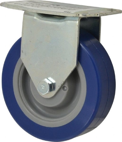 E.R. Wagner - 4" Diam x 1-1/4" Wide x 4-11/16" OAH Top Plate Mount Rigid Caster - Polyurethane, 275 Lb Capacity, Delrin Bearing, 2-3/4 x 3-3/4" Plate - Exact Tooling