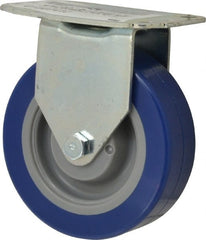 E.R. Wagner - 4" Diam x 1-1/4" Wide x 4-11/16" OAH Top Plate Mount Rigid Caster - Polyurethane, 275 Lb Capacity, Delrin Bearing, 2-3/4 x 3-3/4" Plate - Exact Tooling