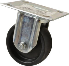 E.R. Wagner - 4" Diam x 1-3/8" Wide x 5-1/16" OAH Top Plate Mount Rigid Caster - Polyolefin, 300 Lb Capacity, Roller Bearing, 3-3/4 x 4-5/8" Plate - Exact Tooling
