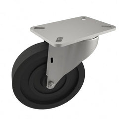 E.R. Wagner - 4" Diam x 1-1/2" Wide x 5-3/8" OAH Top Plate Mount Swivel Caster - Polyurethane, 375 Lb Capacity, Delrin Bearing, 3-1/8 x 4-1/8" Plate - Exact Tooling