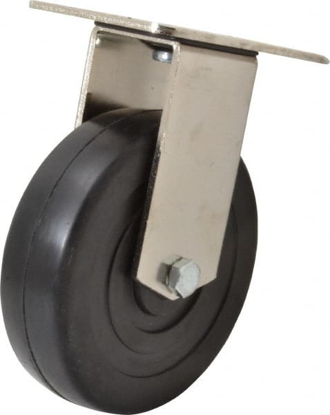 E.R. Wagner - 5" Diam x 1-3/8" Wide x 6-3/8" OAH Top Plate Mount Rigid Caster - Soft Rubber, 240 Lb Capacity, Delrin Bearing, 3-1/8 x 4-1/8" Plate - Exact Tooling