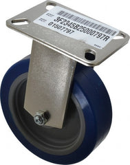 E.R. Wagner - 5" Diam x 1-1/2" Wide x 6-3/8" OAH Top Plate Mount Rigid Caster - Polyurethane, 450 Lb Capacity, Delrin Bearing, 3-1/8 x 4-1/8" Plate - Exact Tooling