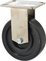 E.R. Wagner - 5" Diam x 1-3/8" Wide x 6-3/8" OAH Top Plate Mount Rigid Caster - Polyolefin, 450 Lb Capacity, Plastic Bearing, 3-1/8 x 4-1/8" Plate - Exact Tooling