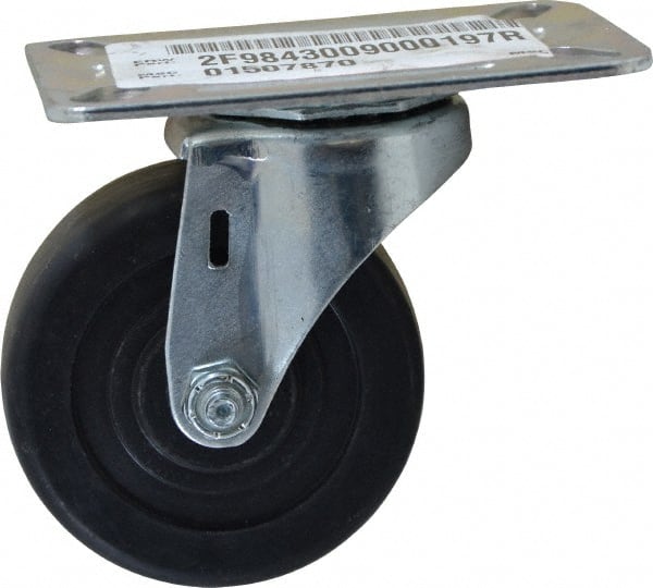 E.R. Wagner - 3" Diam x 1-1/4" Wide x 3-3/4" OAH Top Plate Mount Swivel Caster - Hard Rubber, 210 Lb Capacity, Delrin Bearing, 3-1/8 x 4-1/8" Plate - Exact Tooling