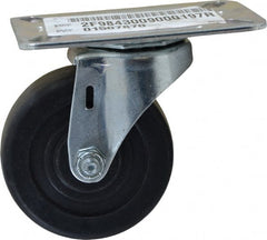 E.R. Wagner - 3" Diam x 1-1/4" Wide x 3-3/4" OAH Top Plate Mount Swivel Caster - Hard Rubber, 210 Lb Capacity, Delrin Bearing, 3-1/8 x 4-1/8" Plate - Exact Tooling