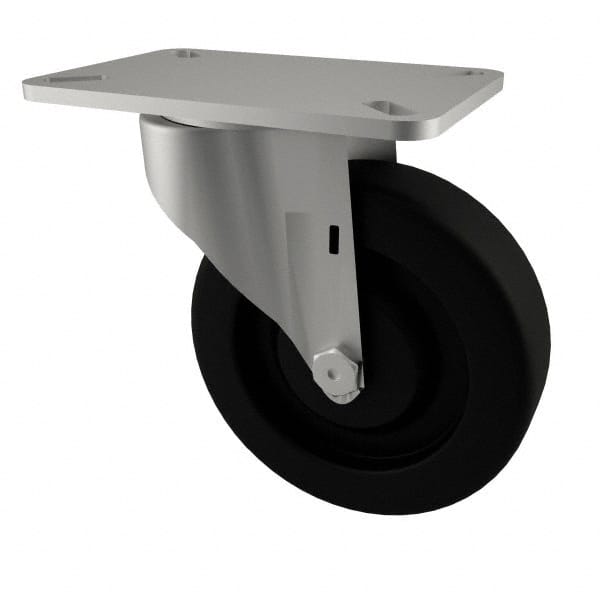 E.R. Wagner - 3" Diam x 1-1/4" Wide x 3-3/4" OAH Top Plate Mount Swivel Caster - Phenolic, 250 Lb Capacity, Plain Bearing, 3-1/8 x 4-1/8" Plate - Exact Tooling
