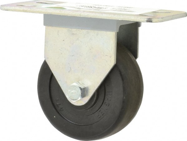 E.R. Wagner - 3" Diam x 1-1/4" Wide x 3-3/4" OAH Top Plate Mount Rigid Caster - Hard Rubber, 210 Lb Capacity, Delrin Bearing, 2-1/2 x 5" Plate - Exact Tooling