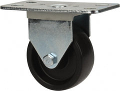 E.R. Wagner - 3" Diam x 1-1/4" Wide x 3-3/4" OAH Top Plate Mount Rigid Caster - Polyolefin, 210 Lb Capacity, Plain Bearing, 2-1/2 x 5" Plate - Exact Tooling