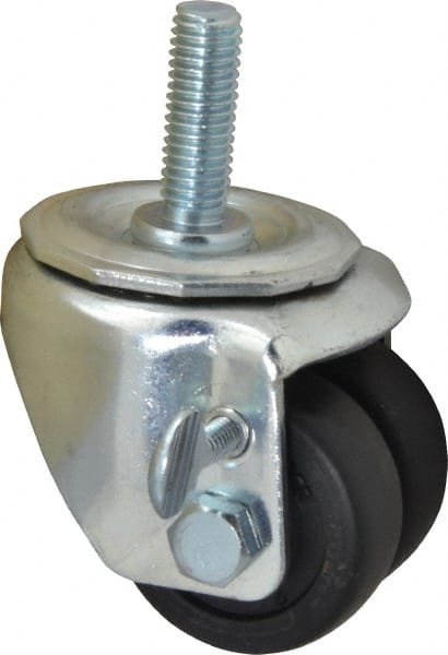 E.R. Wagner - 2" Diam x 13/16" Wide x 2-3/4" OAH Stem Mount Standard Caster - Hard Rubber, 200 Lb Capacity, Delrin Bearing, 1/2-13 x 1-1/2" Threaded Stem - Exact Tooling