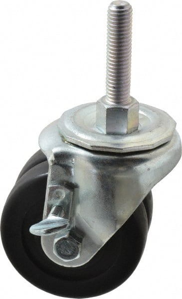 E.R. Wagner - 3" Diam x 13/16" Wide x 3-3/4" OAH Stem Mount Standard Caster - Hard Rubber, 350 Lb Capacity, Delrin Bearing, 1/2-13 x 2-1/2" Leveling Stem - Exact Tooling