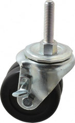 E.R. Wagner - 3" Diam x 13/16" Wide x 3-3/4" OAH Stem Mount Standard Caster - Hard Rubber, 350 Lb Capacity, Delrin Bearing, 1/2-13 x 2-1/2" Leveling Stem - Exact Tooling