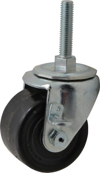 E.R. Wagner - 3" Diam x 1-3/4" Wide x 3-3/4" OAH Stem Mount Standard Caster - Phenolic, 350 Lb Capacity, Roller Bearing, 1/2-13 x 2-1/2" Leveling Stem - Exact Tooling