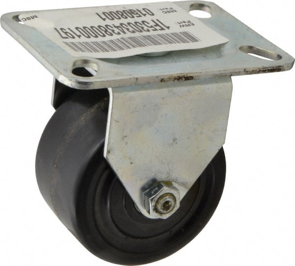 E.R. Wagner - 3" Diam x 1-3/4" Wide x 3-7/8" OAH Top Plate Mount Rigid Caster - Phenolic, 500 Lb Capacity, Roller Bearing, 3-1/8 x 4-1/8" Plate - Exact Tooling