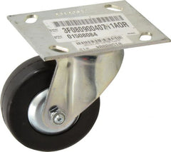 E.R. Wagner - 3-1/2" Diam x 1-1/4" Wide x 4-5/8" OAH Top Plate Mount Swivel Caster - Soft Rubber, 155 Lb Capacity, Delrin Bearing, 3-3/4 x 4-5/8" Plate - Exact Tooling
