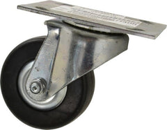 E.R. Wagner - 3-1/2" Diam x 1-1/4" Wide x 4-5/8" OAH Top Plate Mount Swivel Caster - Hard Rubber, 250 Lb Capacity, Delrin Bearing, 3-3/4 x 4-5/8" Plate - Exact Tooling