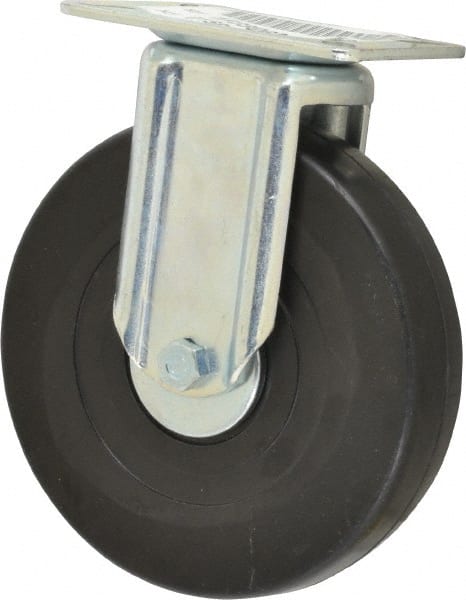 E.R. Wagner - 6" Diam x 1-3/8" Wide x 7-1/16" OAH Top Plate Mount Rigid Caster - Soft Rubber, 280 Lb Capacity, Delrin Bearing, 3-1/8 x 4-1/8" Plate - Exact Tooling