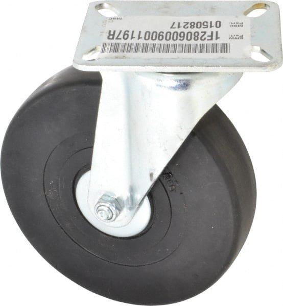 E.R. Wagner - 6" Diam x 1-3/8" Wide x 7-1/16" OAH Top Plate Mount Swivel Caster - Hard Rubber, 400 Lb Capacity, Delrin Bearing, 3-1/8 x 4-1/8" Plate - Exact Tooling