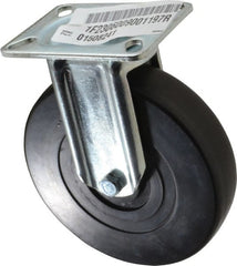 E.R. Wagner - 6" Diam x 1-3/8" Wide x 7-1/16" OAH Top Plate Mount Rigid Caster - Hard Rubber, 400 Lb Capacity, Delrin Bearing, 3-1/8 x 4-1/8" Plate - Exact Tooling