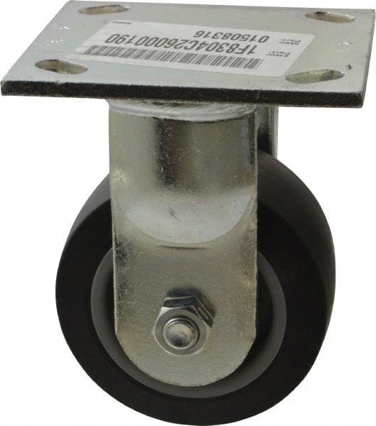 E.R. Wagner - 4" Diam x 2" Wide x 5-5/8" OAH Top Plate Mount Rigid Caster - TPR, 300 Lb Capacity, Roller Bearing, 4 x 4-1/2" Plate - Exact Tooling