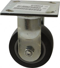 E.R. Wagner - 4" Diam x 2" Wide x 5-5/8" OAH Top Plate Mount Rigid Caster - TPR, 300 Lb Capacity, Roller Bearing, 4 x 4-1/2" Plate - Exact Tooling