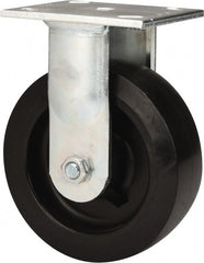 E.R. Wagner - 6" Diam x 2" Wide x 7-1/2" OAH Top Plate Mount Rigid Caster - Polyolefin, 640 Lb Capacity, Roller Bearing, 4 x 4-1/2" Plate - Exact Tooling