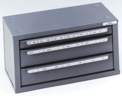Huot - 3 Drawer, #6-32 to 1/2-20 Tap Storage - 14-5/8" Wide x 7-3/8" Deep x 7-3/4" High, Steel - Exact Tooling