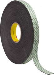 3M - 1" x 36 Yd Acrylic Adhesive Double Sided Tape - 1/16" Thick, Black, Urethane Foam Liner, Continuous Roll, Series 4056 - Exact Tooling