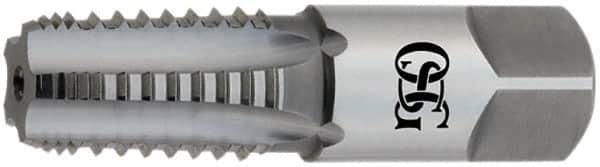 OSG - 1/4-18 NPTF Thread, 5 Flute Standard Pipe Tap - 2-7/16" OAL, 1-1/16" Thread Length, 9/16" Shank Diam, TiCN Finish, High Speed Steel - Exact Tooling