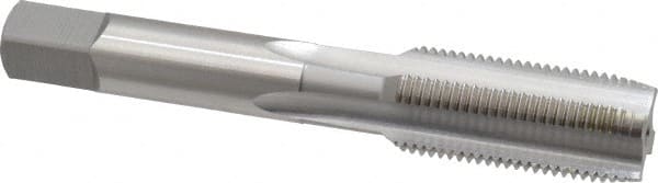 OSG - 5/8-18 UNF 3B 4 Flute Bright Finish High Speed Steel Straight Flute Standard Hand Tap - Plug, Left Hand Thread, 3-13/16" OAL, 1-13/16" Thread Length, H3 Limit, Oversize - Exact Tooling