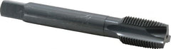 OSG - M16x1.50 Metric Fine, 3 Flute, Oxide Finish, Vanadium High Speed Steel Spiral Point Tap - Plug Chamfer, Right Hand Thread, 100mm OAL, 1-13/16" Thread Length, 0.48" Shank Diam, 6H Class of Fit, Series 259 - Exact Tooling