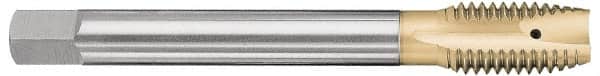 OSG - M20x1.50 Metric Fine, 3 Flute, TiN Finish, Vanadium High Speed Steel Spiral Point Tap - Plug Chamfer, Right Hand Thread, 125mm OAL, 2" Thread Length, 0.652" Shank Diam, 6H Class of Fit - Exact Tooling