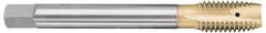 OSG - M20x1.50 Metric Fine, 3 Flute, TiN Finish, Vanadium High Speed Steel Spiral Point Tap - Plug Chamfer, Right Hand Thread, 125mm OAL, 2" Thread Length, 0.652" Shank Diam, 6H Class of Fit - Exact Tooling