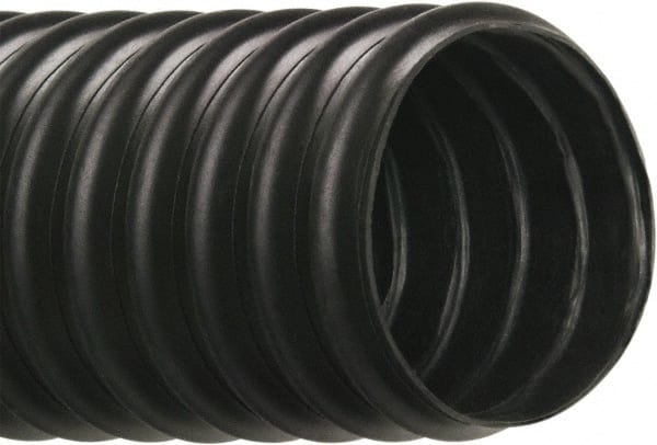 Hi-Tech Duravent - 2" ID, 28 Hg Vac Rating, 10 psi, Thermoplastic Vacuum & Duct Hose - 25' Long, Black, 2" Bend Radius, -40 to 250°F - Exact Tooling