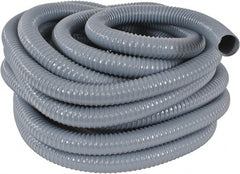 Hi-Tech Duravent - 1-1/2" ID, 26 Hg Vac Rating, 35 psi, PVC Vacuum & Duct Hose - 50' Long, Gray, 1-1/8" Bend Radius, -20 to 150°F - Exact Tooling
