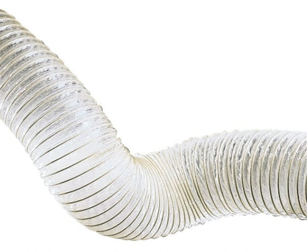 Hi-Tech Duravent - 7" ID, 13 Hg Vac Rating, 12 psi, Polyurethane Vacuum & Duct Hose - 25' Long, Clear, 6-1/2" Bend Radius, -60 to 180°F - Exact Tooling