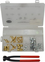 Oetiker - 81 Piece, 1/2 to 9/16" Diam, Welding Hose Clamp Repair Kit - Hose Clamps, Brass Fittings & Pincers - Exact Tooling