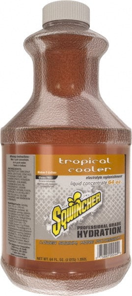 Sqwincher - 64 oz Bottle Tropical Cooler Activity Drink - Liquid Concentrate, Yields 5 Gal - Exact Tooling