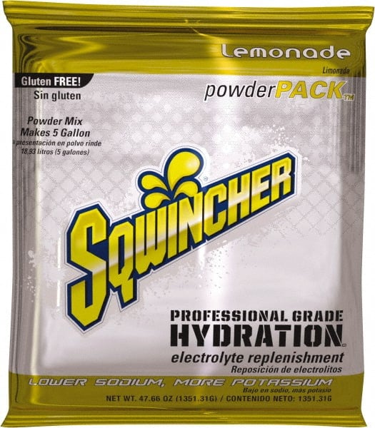 Sqwincher - 47.66 oz Pack Lemonade Activity Drink - Powdered, Yields 5 Gal - Exact Tooling
