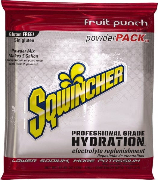 Sqwincher - 47.66 oz Pack Fruit Punch Activity Drink - Powdered, Yields 5 Gal - Exact Tooling