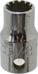 Proto - 3/8" Drive, 3/8" Socket, Spline Socket - 12 Points, 1" OAL - Exact Tooling