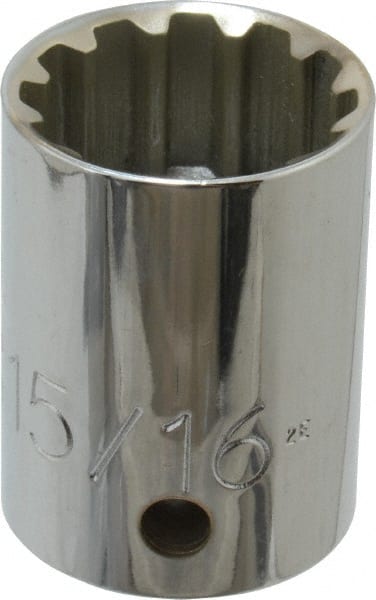 Proto - 1/2" Drive, 15/16" Socket, Spline Socket - 12 Points, 1-9/16" OAL - Exact Tooling