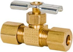 Eaton - 150 Max psi, 1/4" Pipe, Brass, Inline Instrumentation Needle Valve - Compression x Compression End Connections - Exact Tooling
