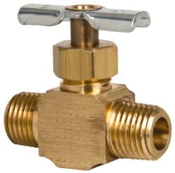 Eaton - 150 Max psi, 1/4" Pipe, Brass, Inline Instrumentation Needle Valve - MNPT x MNPT End Connections - Exact Tooling