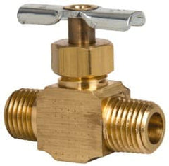 Eaton - 150 Max psi, 1/4" Pipe, Brass, Inline Instrumentation Needle Valve - MNPT x MNPT End Connections - Exact Tooling