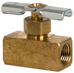 Eaton - 150 Max psi, 1/8" Pipe, Brass, Inline Instrumentation Needle Valve - FNPT x FNPT End Connections - Exact Tooling