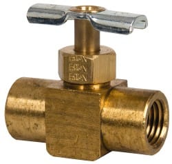 Eaton - 150 Max psi, 1/4" Pipe, Brass, Inline Instrumentation Needle Valve - FNPT x FNPT End Connections - Exact Tooling